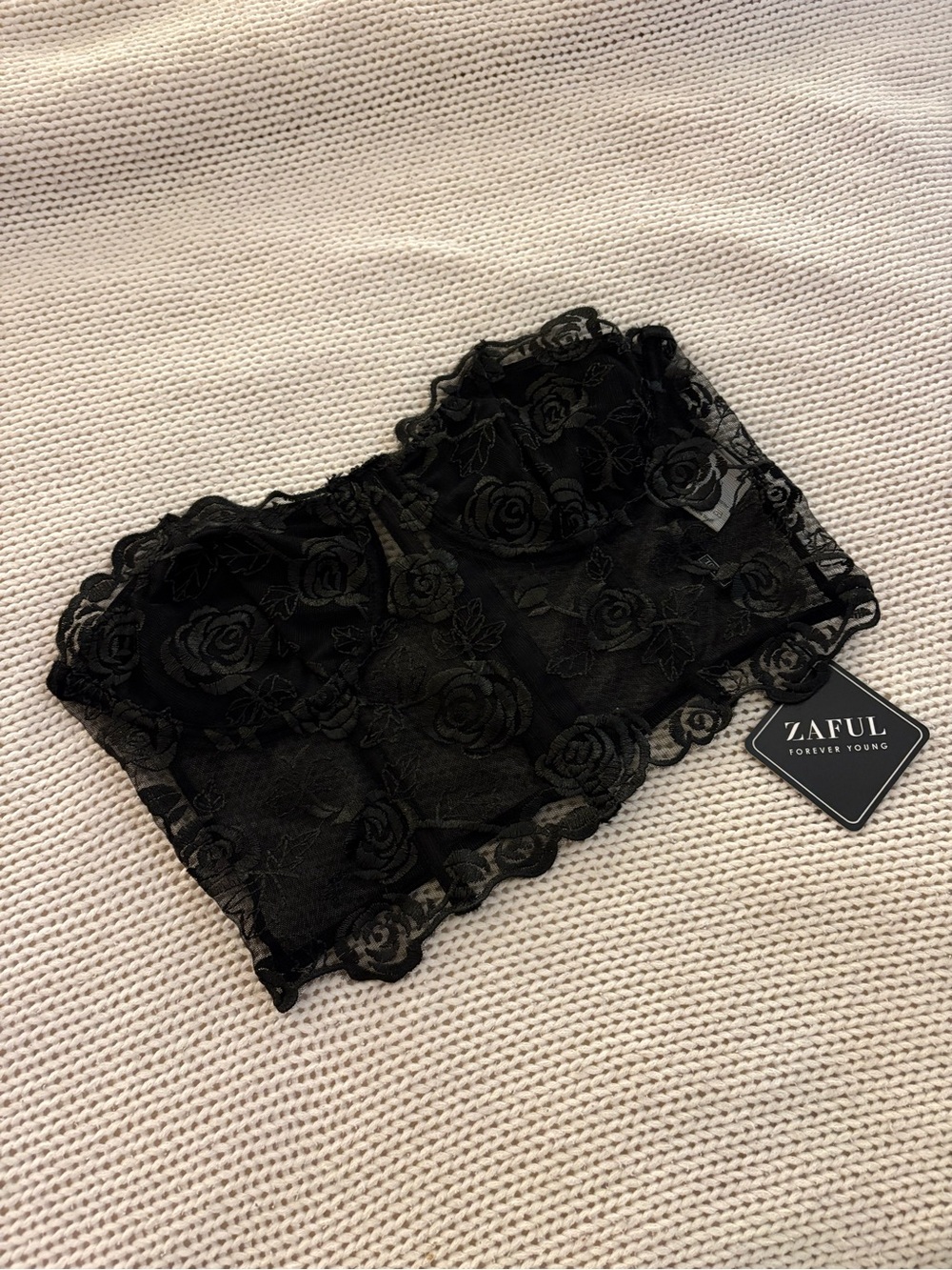 Zaful Black Floral Lace Bandeau Bralette